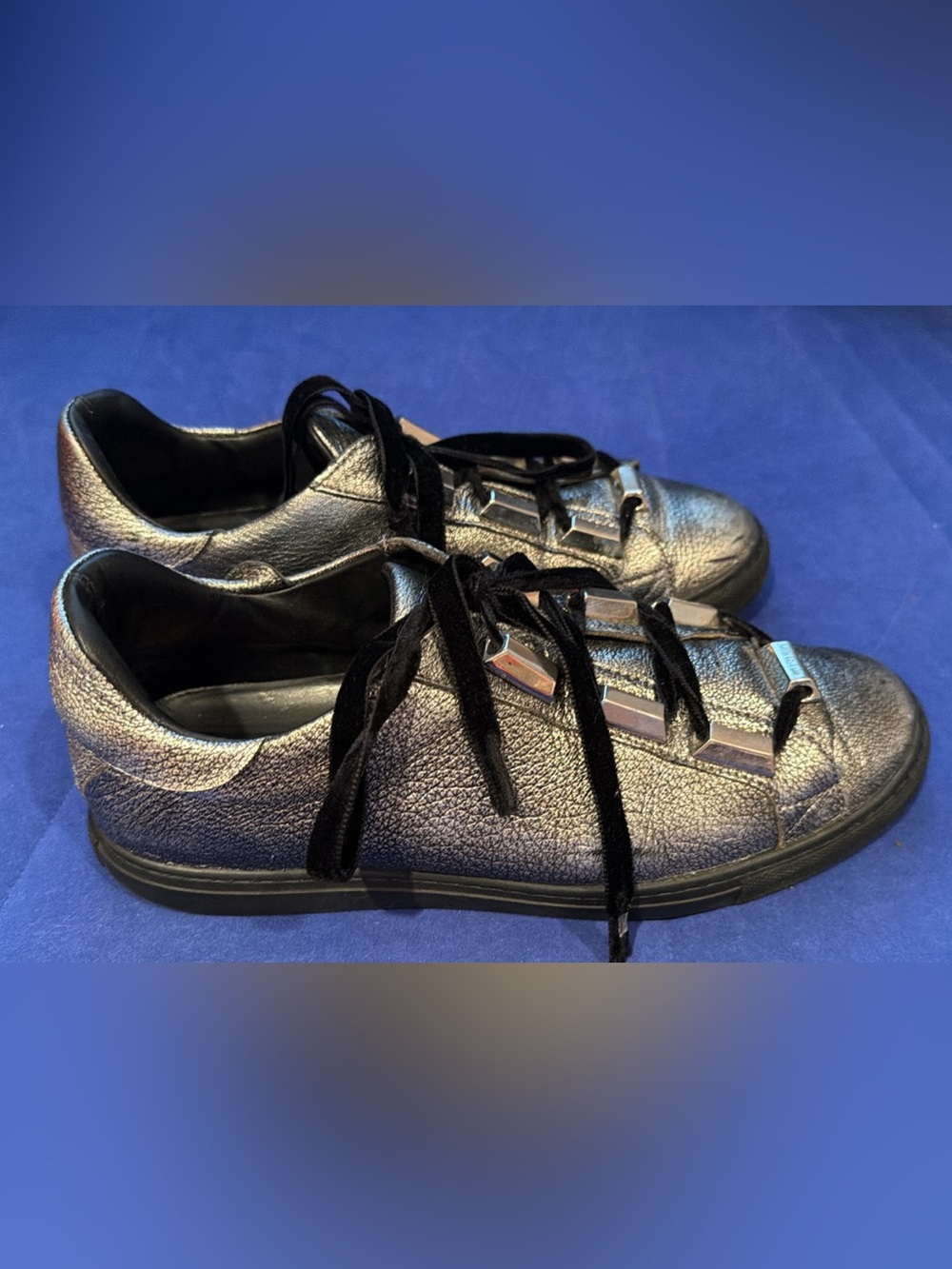 Women's Metallic Gray Athletic Lace-Up Sneakers